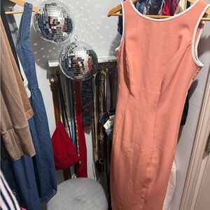 Eva Mendes Coral Sleeveless Midi Dress